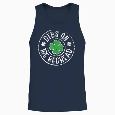 Dibs on the Redhead Funny St Patricks Day Men Women Unisex Tank Top - Navy