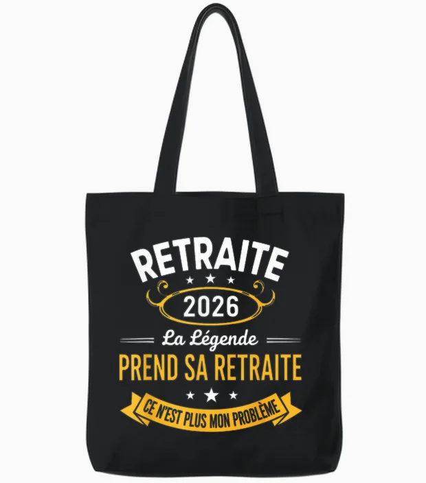 La Légende Prend Sa Retraite 2026 Homme Retraité Tote Bags in Black