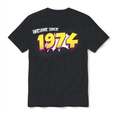 Retro 49th Birthday in Pop Art Comic Book Style Unisex T-Shirt - Black