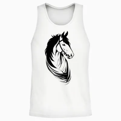 Black Horse Unisex Tank Top - White
