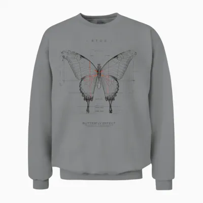 Backprint Butterfly Fashion Women's Men's Butterfly Unisex Sweatshirt - Sport Grey