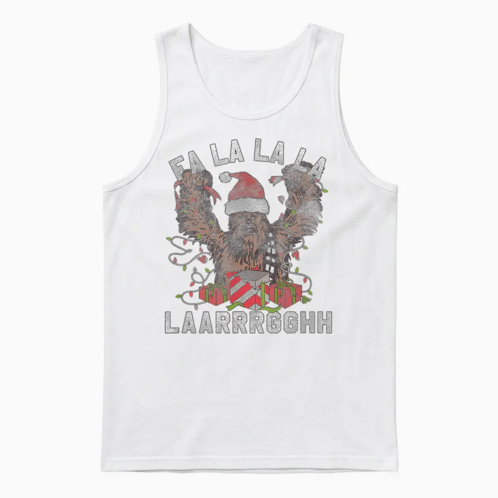 Star Wars Christmas Chewbacca Lights & Presents Fa La La Unisex Tank Top in White