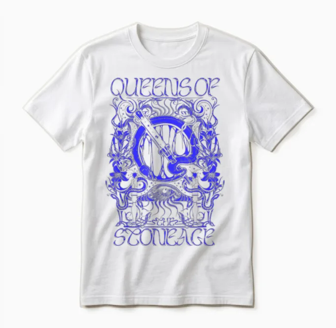 Official Queens of the Stone Age Illustrated Unisex T-Shirt in White
