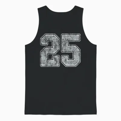 Player Uniform Number 25 in Jersey White Silver #25 Unisex Tank Top - Black