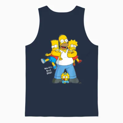 The Simpsons Homer Simpson World's Best Dad Father's Day Unisex Tank Top - Navy
