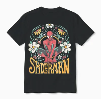 Spider-Man - Florals Unisex T-Shirt - Black