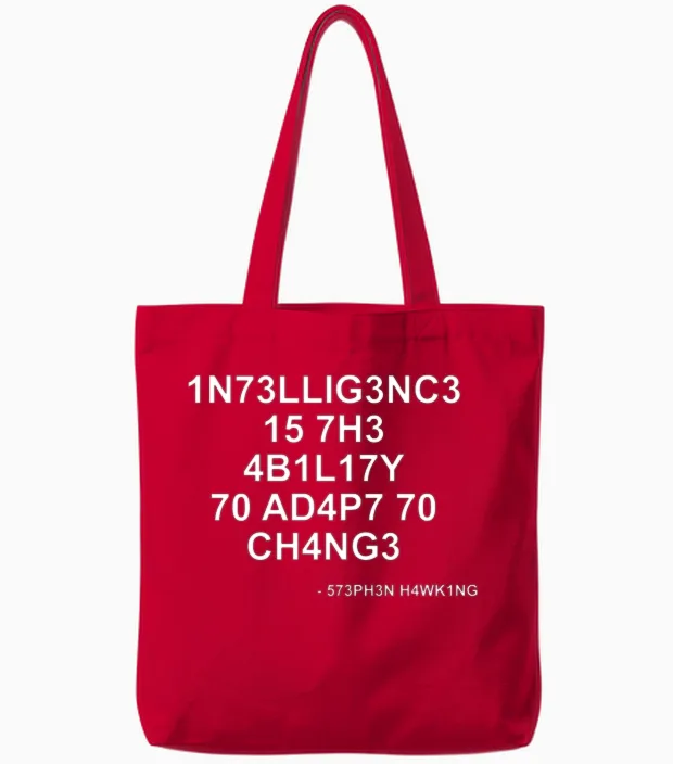 Stephen Hawking Quotes Geek Memes & Humor Tote Bags in Red