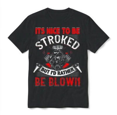Nice to Be Stroked Funny Racing Mens Drag Race Unisex T-Shirt - Black