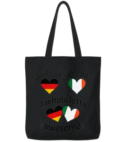 A Little Bit German Irish Ireland Heart Flags Tote Bags - Black