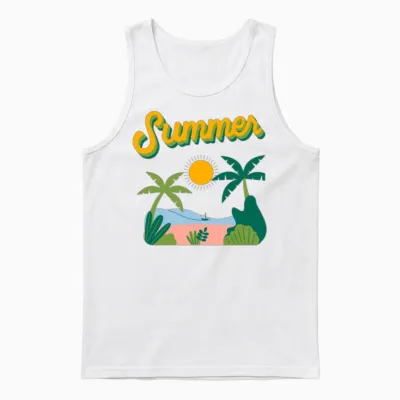 Retro Summer Vibes Unisex Tank Top - White