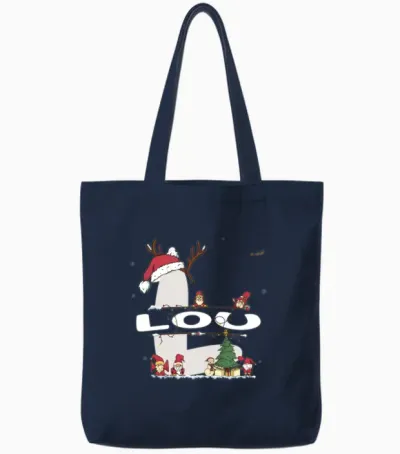 Lou Christmas - Lou Name Funny Xmas Tote Bags - Navy
