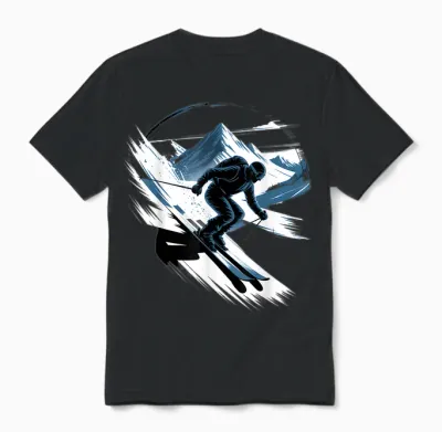 Skiing Astronaut Sport Winter Skiing Funny Space Ski Unisex T-Shirt - Black