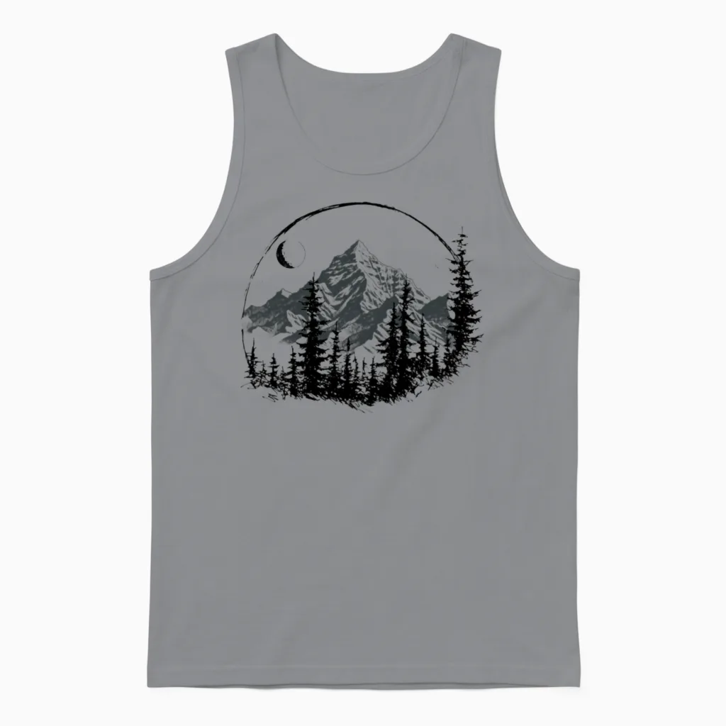Mountain Forest Vintage Unisex Tank Top in Sport Grey