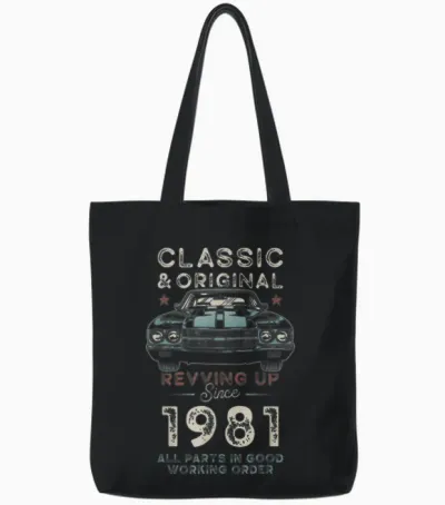 Né En 1981 Muscle Car 45e Anniversaire Tote Bags - Black