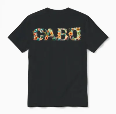 Cabo San Lucas Meco Colorful Flower Unisex T-Shirt - Black