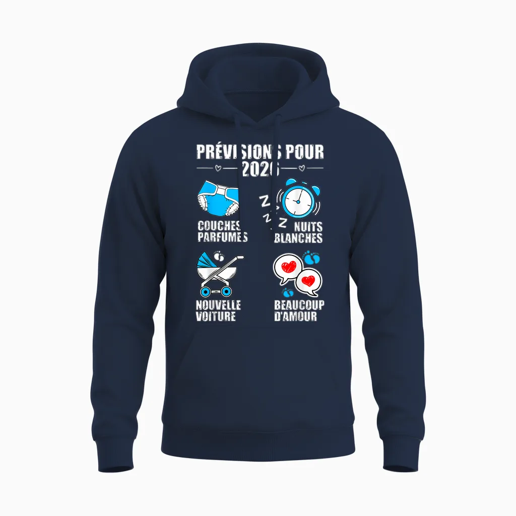 Man Soon Dad 2026 Announcement Humor, Gift Future Dad 2026 Unisex Hoodie in Navy
