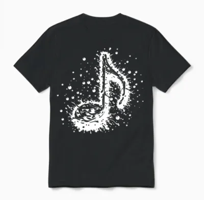 Music Notes Tattoo Splash Unisex T-Shirt - Black