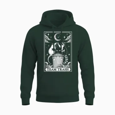 Tarot Card Vintage Team Trash Crescent Moon Opossum Raccoon Unisex Hoodie - Forest