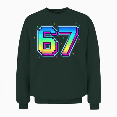 Funny Six Seven 67 Bruh Birthday Player in Retro Look for Boys And Unisex Sweatshirt - Forest