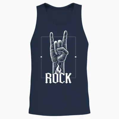 Rock Horns, Rock and Metal Fans, Men, Women and Kids Rock Star Unisex Tank Top - Navy
