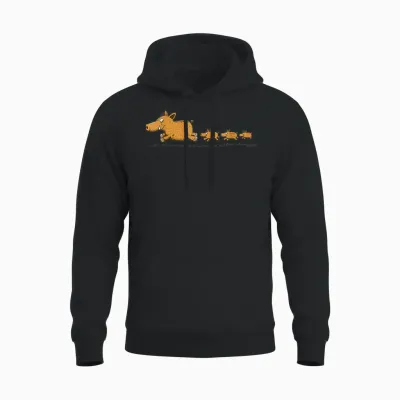 Lustiges Wildschwein Motiv Mit Frischlingen Cartoon Waldtier Unisex Hoodie - Black