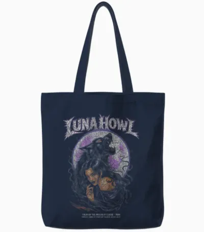 Poster Loup-Garou En Métal - Dark Fantasy Gothic Moon Tote Bags - Navy