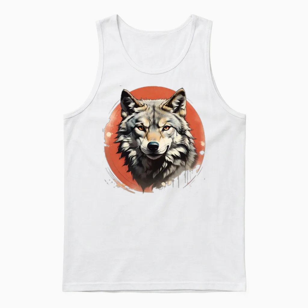 Retro Style Wolf Wildlife Unisex Tank Top - White