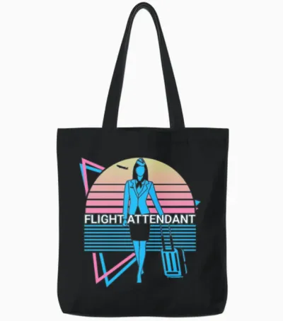 Flight Attendant Retro Tote Bags - Black