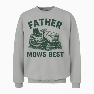 Father Mows Best Retro Unisex Sweatshirt - Ash