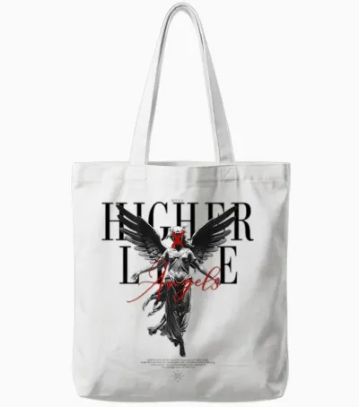 Back Print Angel Y2k Streetwear Aesthetic Damen Herren Engel Tote Bags - White
