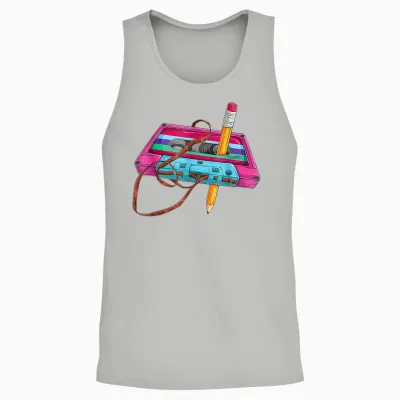 80 90s Outfit Women's Men's Party Fancy Dress Cassette T-Shirt, Black Unisex Tank Top - Ash