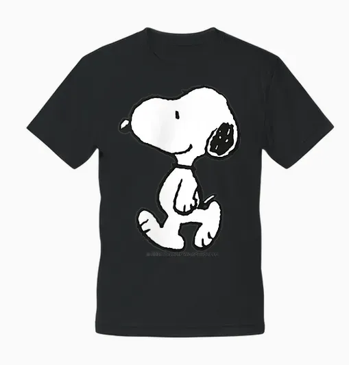 Peanuts - Snoopy Walk by Your Side Small Unisex T-Shirt - Black