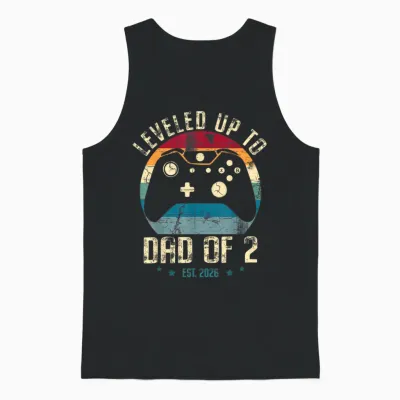 T-Shirt with German Text "ich Bin Zum Vater Von 2 Kinder Aufgestgestiegen 2026 Zum Papa Von Zwei Kindern Aufgestiegen" Unisex Tank Top - Black