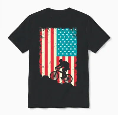 Mountain Biking American Unisex T-Shirt - Black