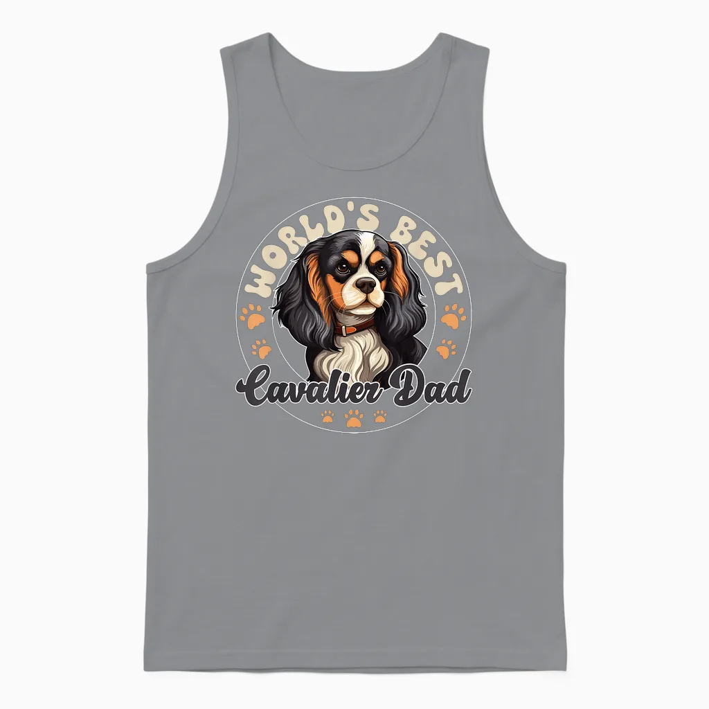 Cavalier King Charles Spaniel Dog World's Best Cavalier Dad Unisex Tank Top in Sport Grey