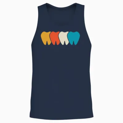 Teeth Retro Dental Unisex Tank Top - Navy