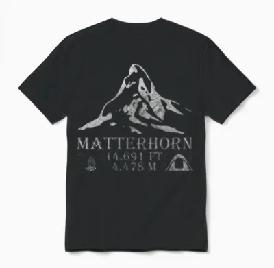 Matterhorn Mountain Hiking Altitude Alps Unisex T-Shirt - Black