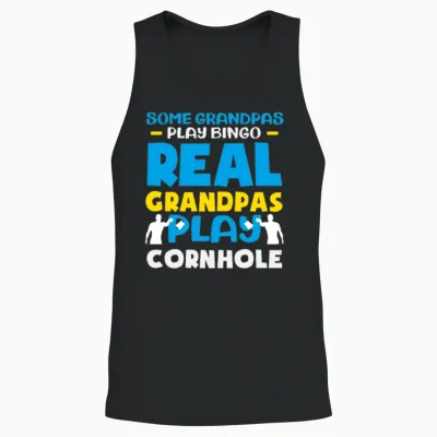 Real Grandpas Play Cornhole Bingo Fun Unisex Tank Top - Black