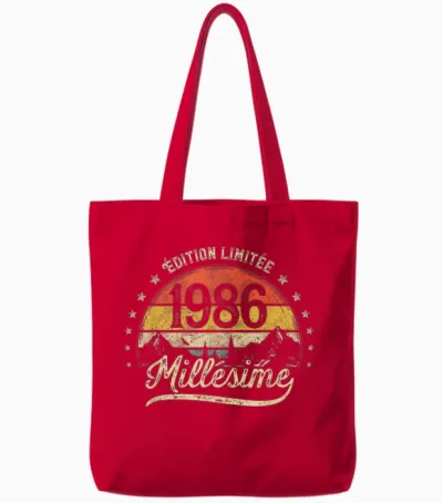 Vintage 1986 Vintage Gift Man 40 Years Birthday Tote Bags - Red