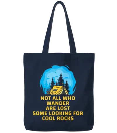 Wander Some Looking for Cool Rocks Tote Bags - Navy