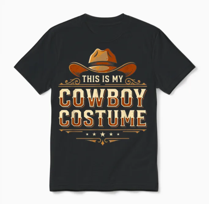 Cowboy Costume Country Western Costume Men Women Unisex T-Shirt in Black