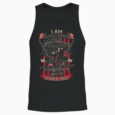 I Am Politically Incorrect. I Say Merry Christmas. Unisex Tank Top - Black