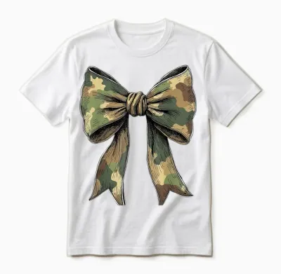 Camouflage Camo Bow Girls Camo Coquette Bow Hunting Women Unisex T-Shirt - White