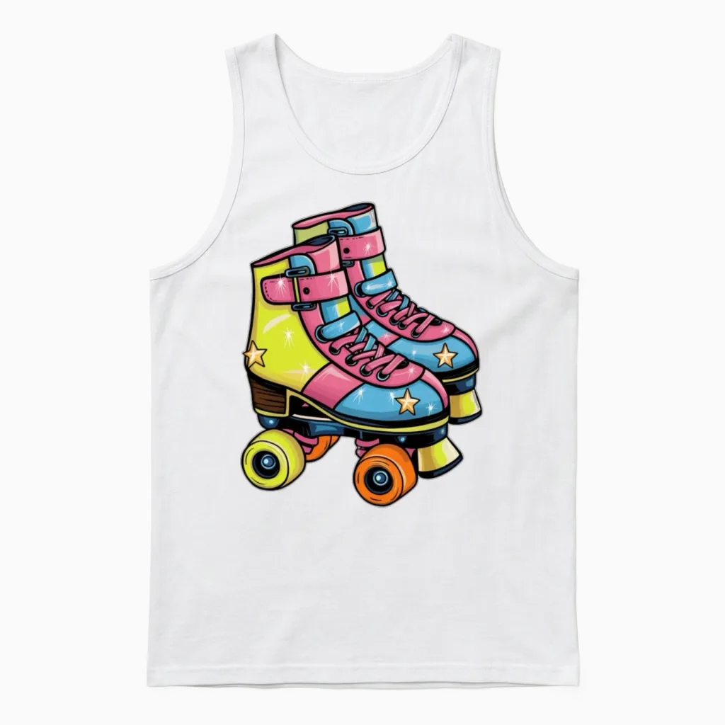 Retro Roller Skates Unisex Tank Top - White