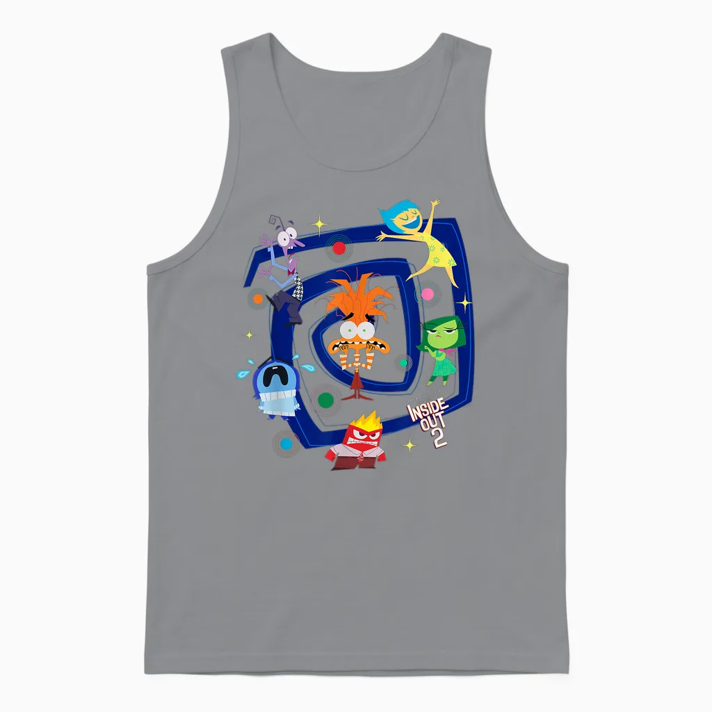 Disney and Pixar's Inside Out 2 Emotional Spiral Anxiety T-Shirt, Black, S Unisex Tank Top in Sport Grey