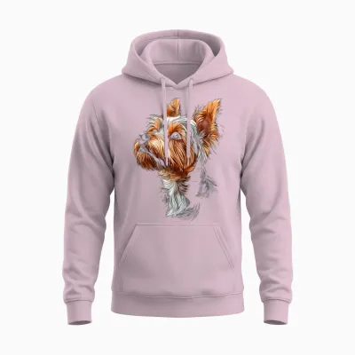 Yorkshire Terrier Dog T-Shirt, Black Unisex Hoodie - Light Pink