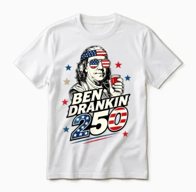 250th 4th of July Ben Drankin Us Flag American Dad Unisex T-Shirt - White