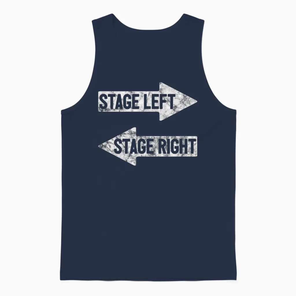 Stage Left Stage Right Funny Theater Drama Play Unisex Tank Top in Navy
