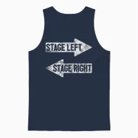 Stage Left Stage Right Funny Theater Drama Play Unisex Tank Top in Navy - 1