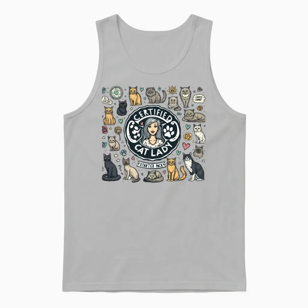 Certified Cat Lady Starter Pack Unisex Tank Top in Ash